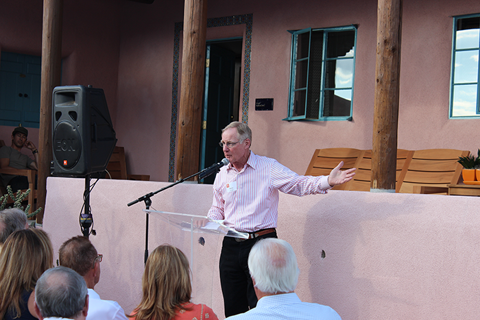 President Hargis speaking to a group at the Doel Reed Center