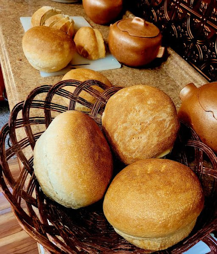 Fresh baked rolls in a basket
