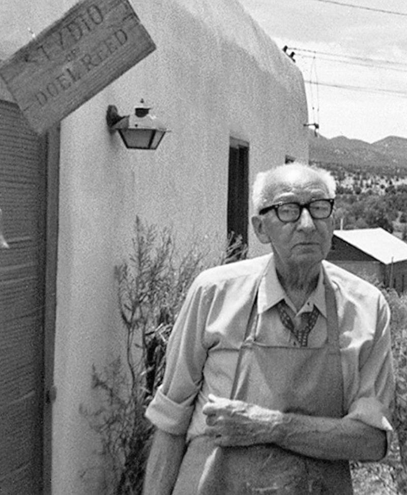 Doel Reed outside his studio in NM