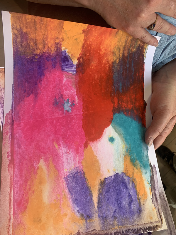 TISA student art pink mono print 