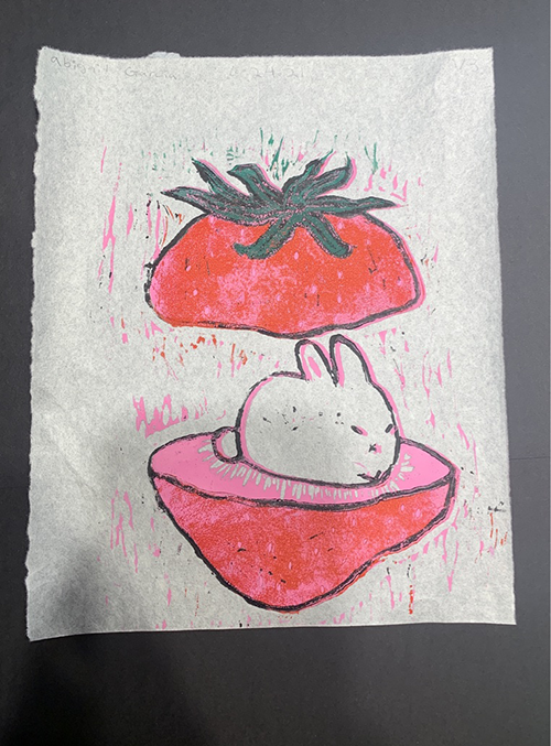 TISA student art, strawberry drawing